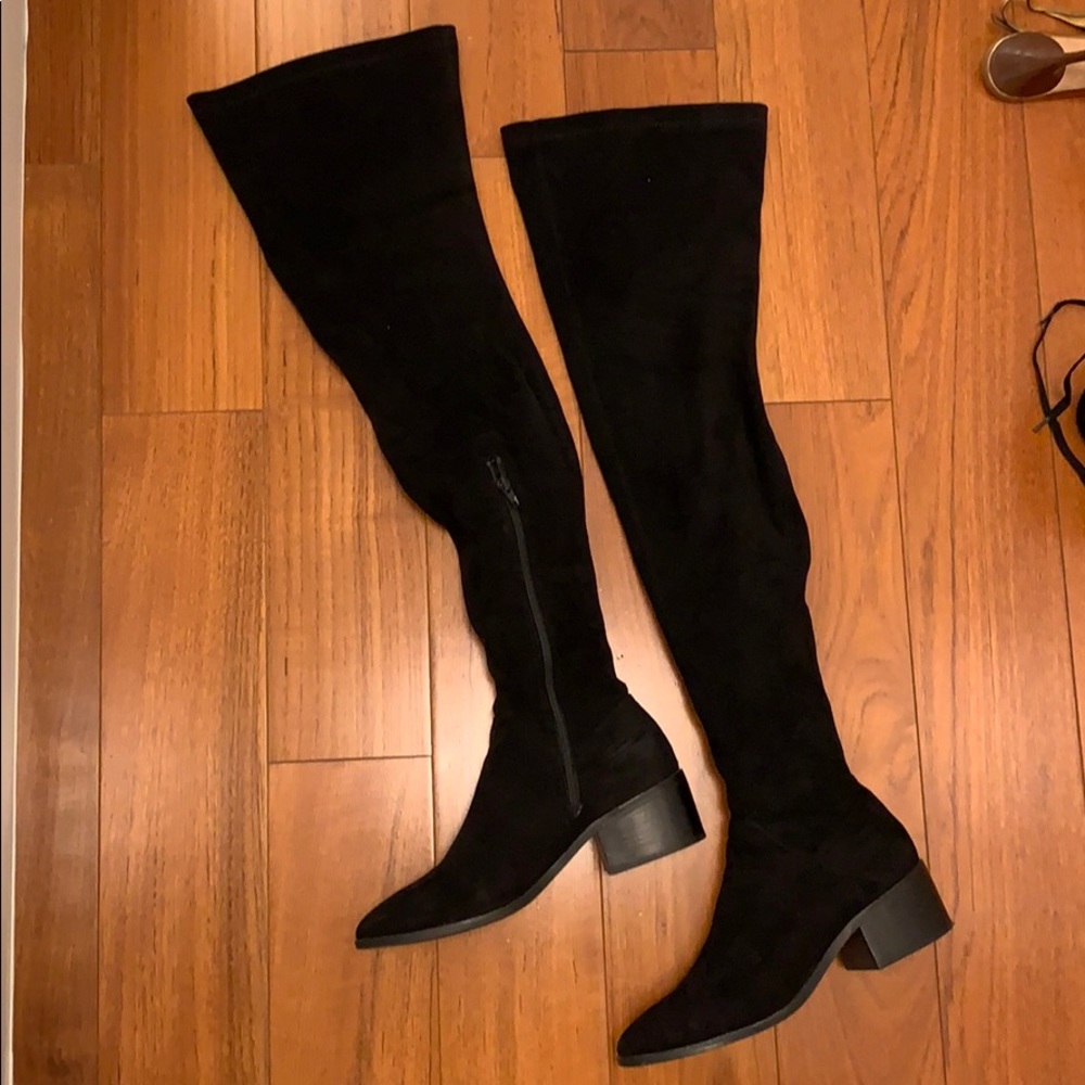 Black above the knee boots